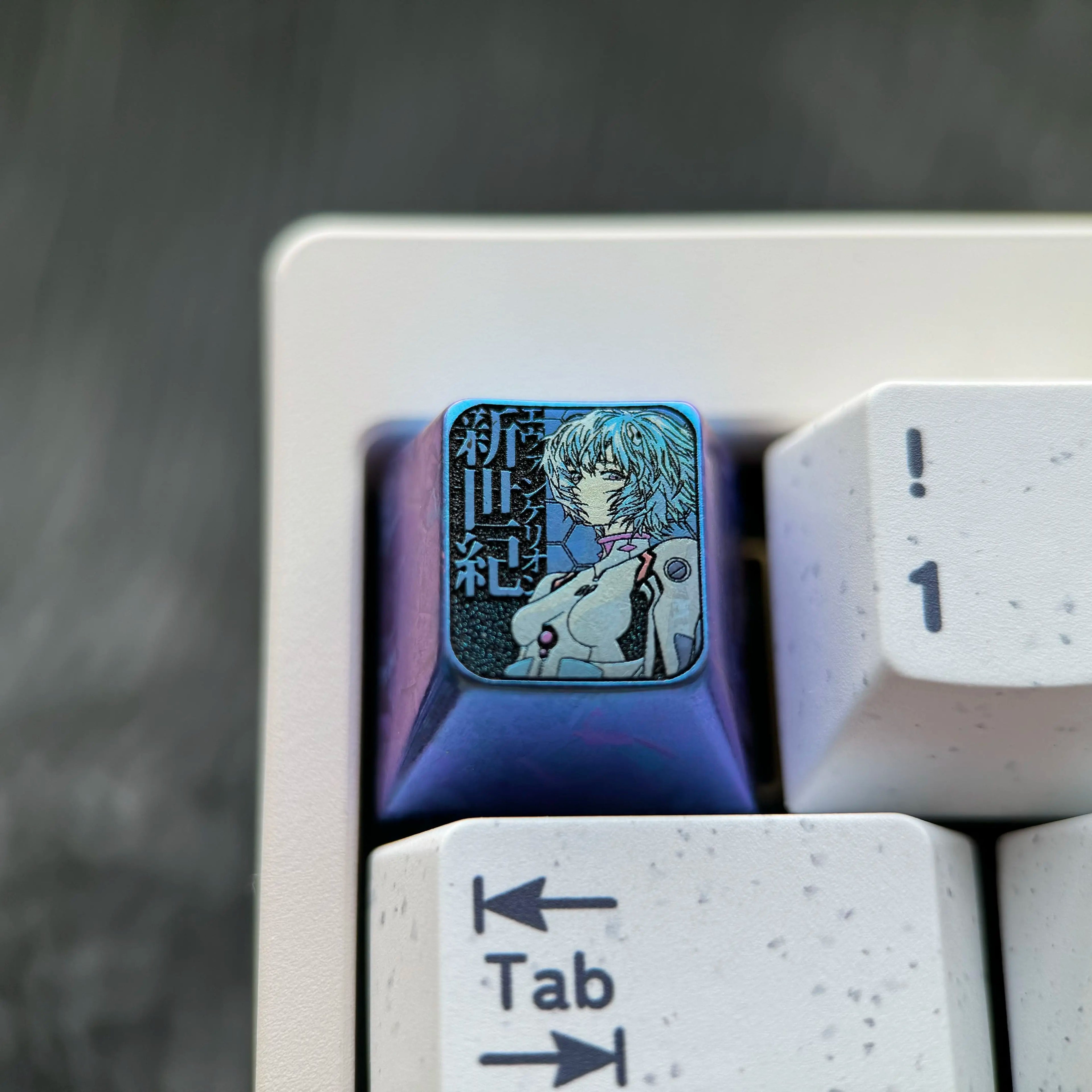 EVA, Ayanami Rei, 1U titanium alloy collection, ice crystal base, height optional, anime and game creative titanium alloy personalized keycaps, mechanical keyboard decorative keycaps