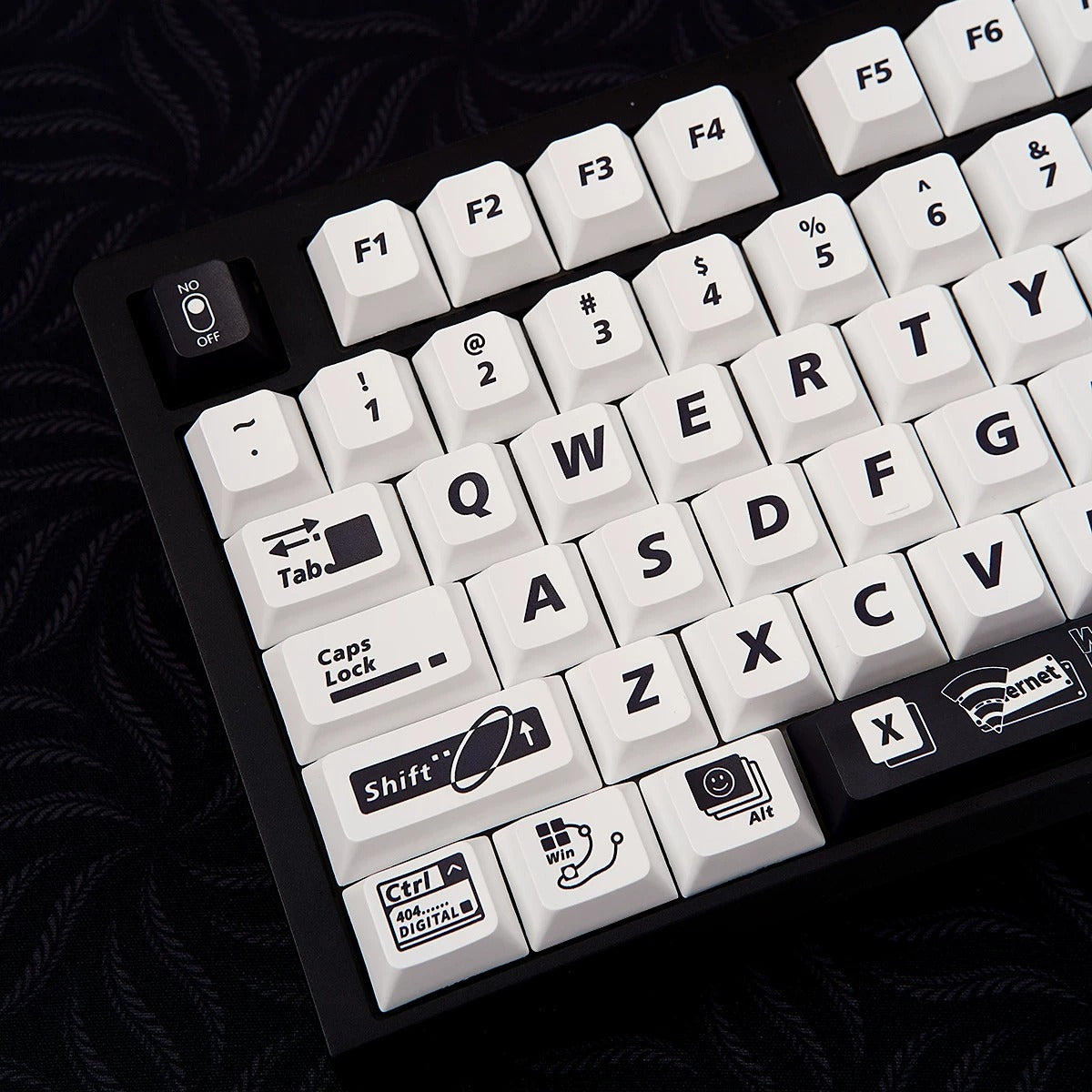 Dangerous 404 Theme Design PBT material personalized keycaps, mechanical keyboard replacement keycap set, minimalist pattern and line creative keycap set, Compatible with 61/64/68/75/84/87/104 Key Mechanical Keyboard Keycap Set