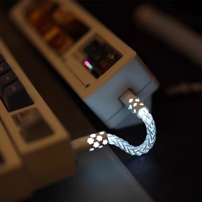 Short line 12cm/20cm, pad short line data cable typec-typec single crystal copper star emitting customized data cable