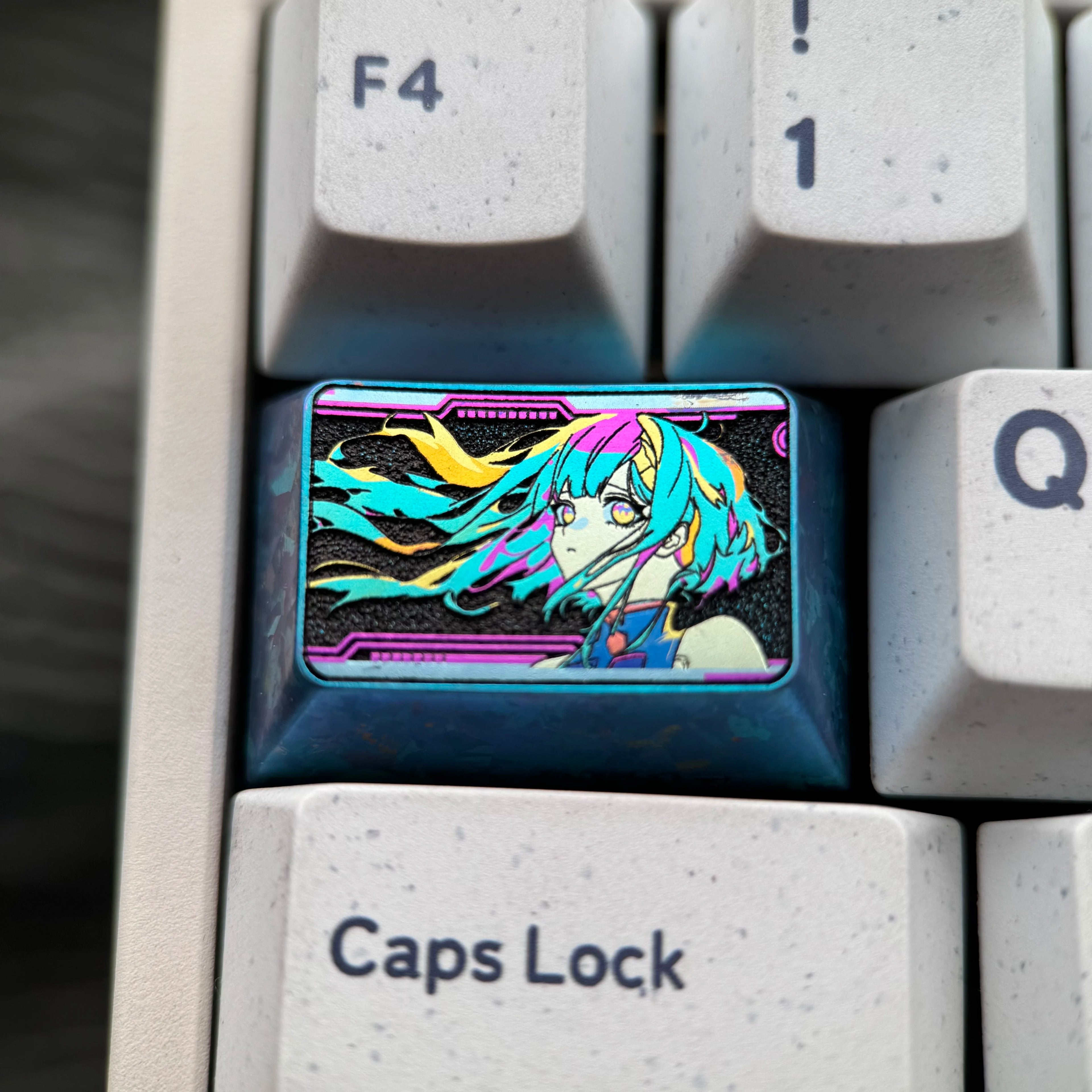 Cyberpunk, Lucy, 2.25U/2U/1.5U titanium alloy personalized keycaps, mechanical keyboard decorative metal keycaps