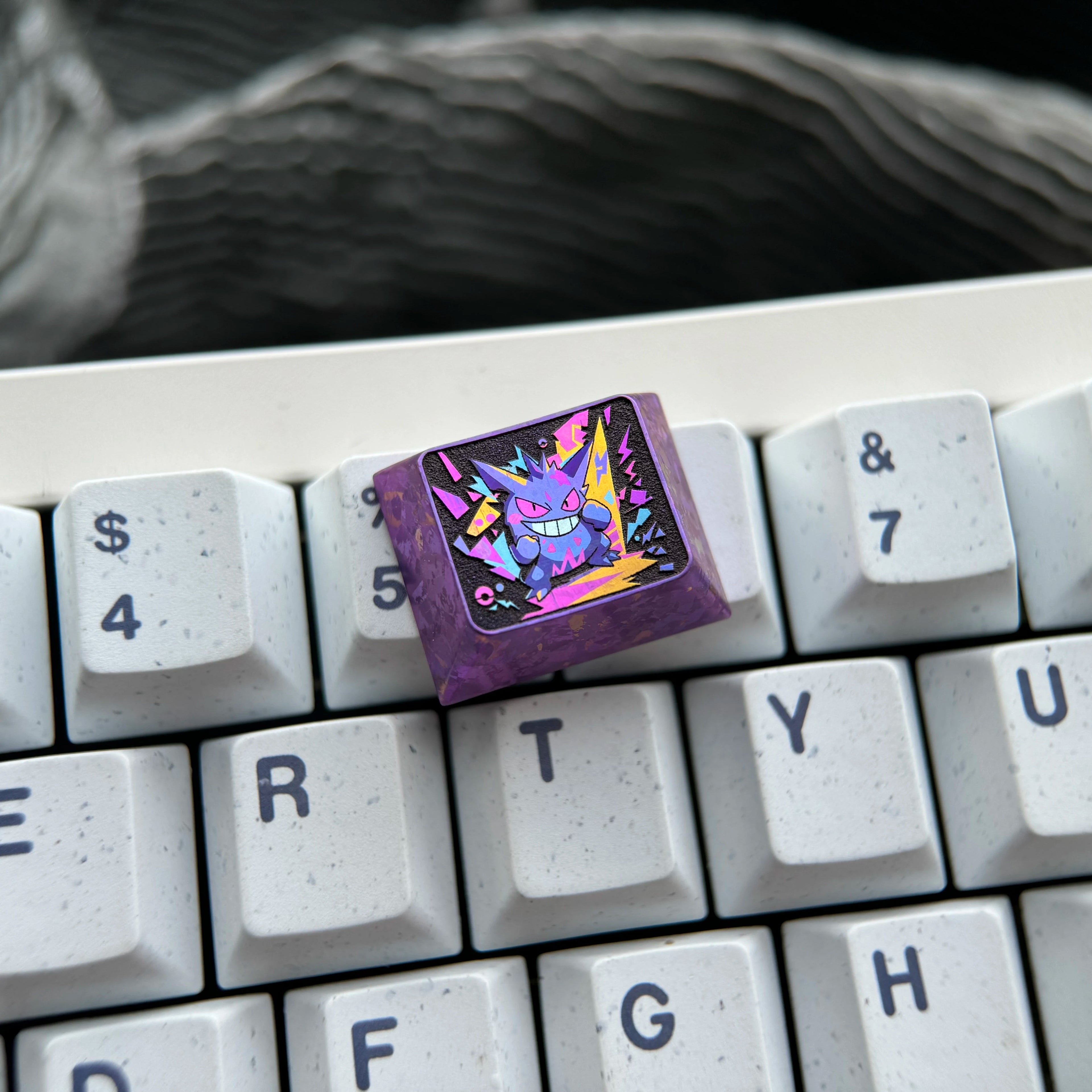 Pok é mon series, gengar theme, 1.25U titanium alloy personalized keycaps, customized decorative keycaps for anime and game culture creativity