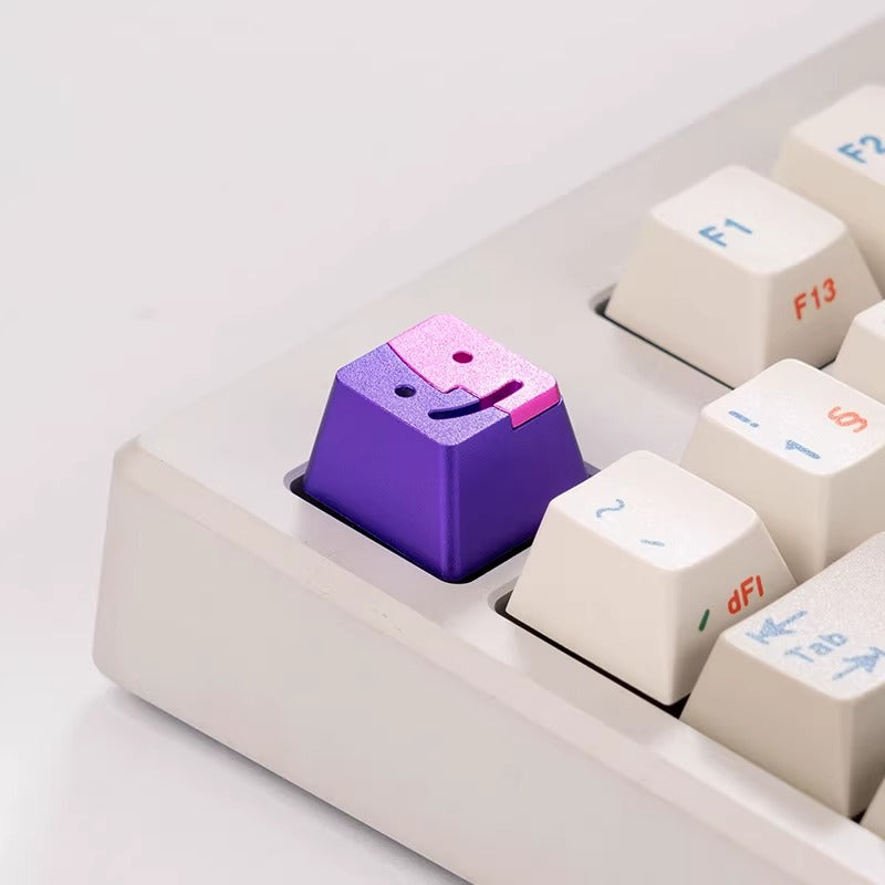 Apple MAC Finder Theme, 1U Aluminum Alloy Metal Anode Personalized Keycaps, Keyboard Decorative Keycaps