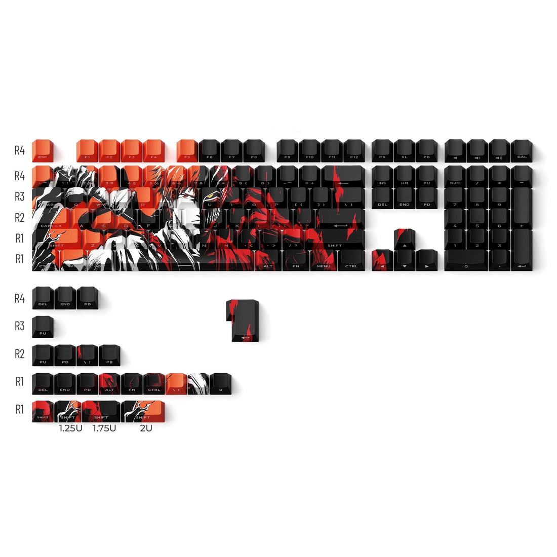 Shinigami series, Kurosaki Ichigo themed keycaps, PBT material, Sublimation, Anime and Game Culture Creative Set Keycaps