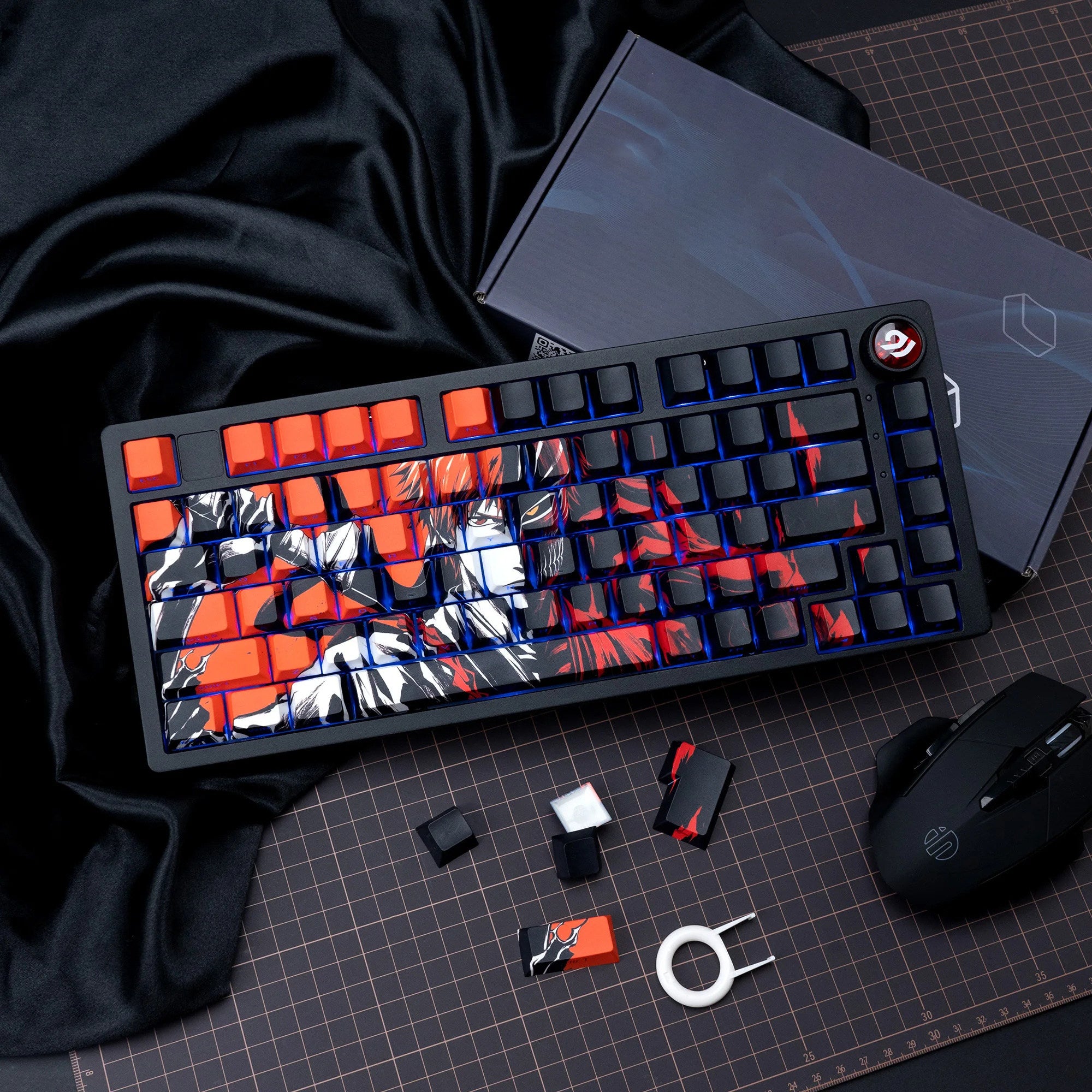 Shinigami series, Kurosaki Ichigo themed keycaps, PBT material, Sublimation, Anime and Game Culture Creative Set Keycaps