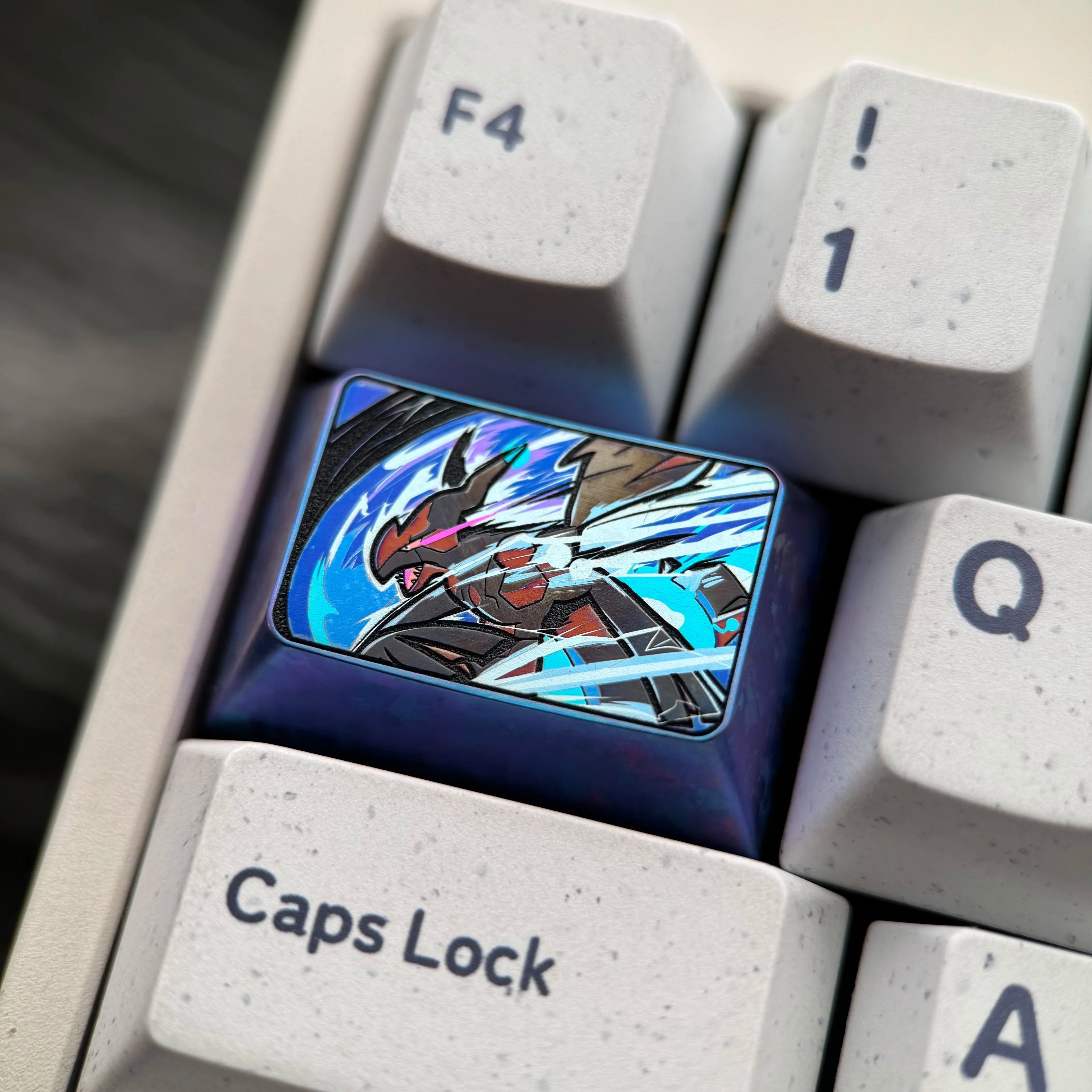 Pok é mon series, Zekrom theme, 1.5U titanium alloy personalized keycaps, anime metal keycaps, mechanical keyboard decorative keycaps