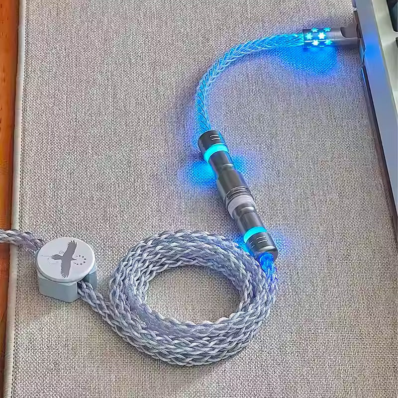 Bluebird themed single crystal copper aviation plug keyboard cable RGB Bluebird series magnetic nameplate