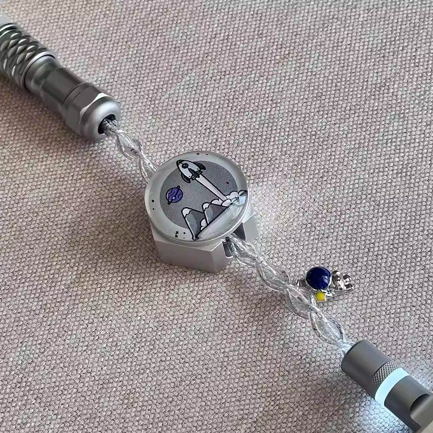 Astronaut theme 1.7m single crystal copper four strand aviation plug customized handmade wire Type-C plug with luminous