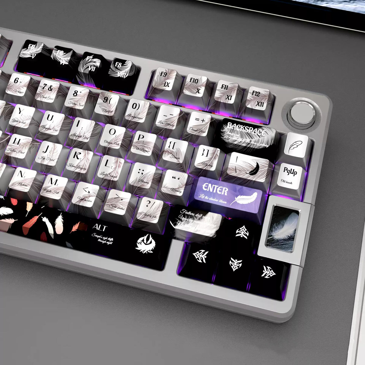Feather Falling Stars, Metallic Paint Effect PBT Material keycaps set, Compatible with 61/64/68/75/84/87/104 Key Mechanical Keyboard Keycap Set