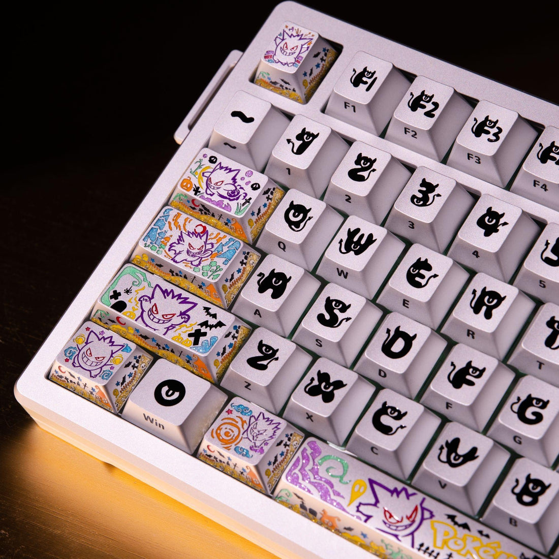 Pok é mon series, Gangar themed design, 17 key set, keycaps made of aluminum alloy material CNC integrated precision machining personalized keycaps, mechanical keyboard decorative keycaps