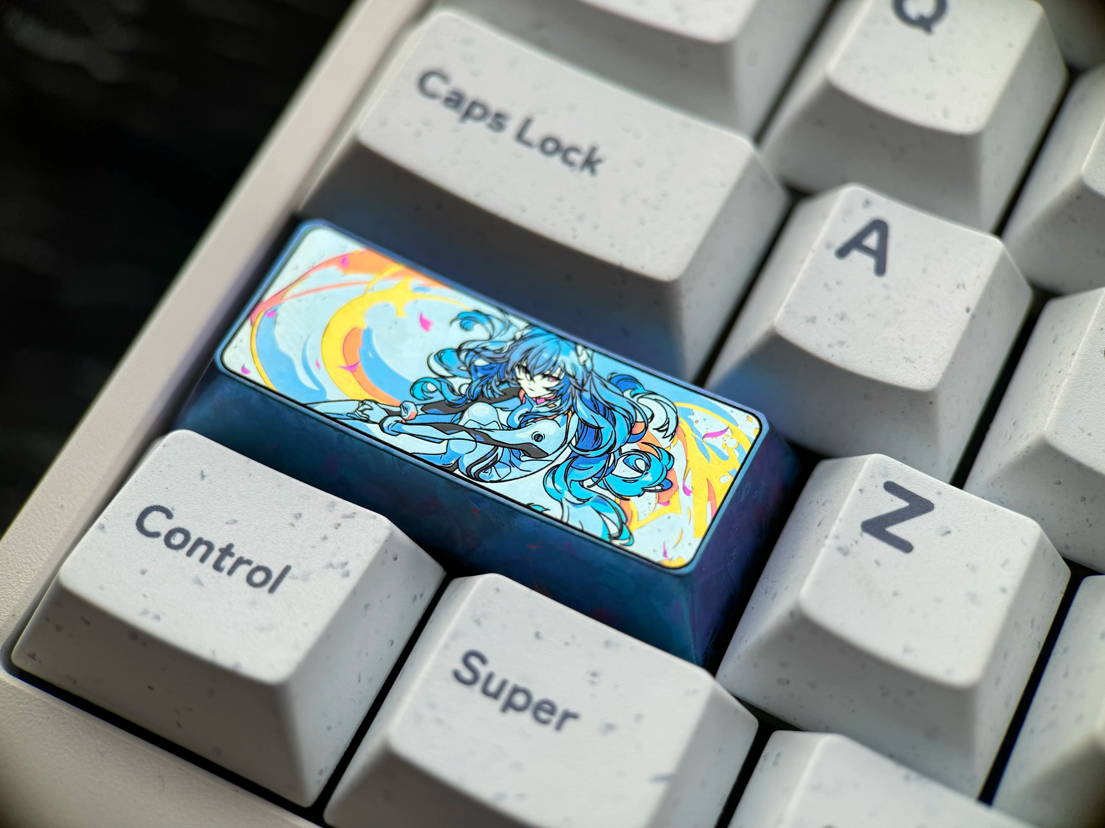 EVA series, Ayanami Rei themed art keycaps, 2.25U titanium alloy personalized keycaps, metal carved decorative keycaps