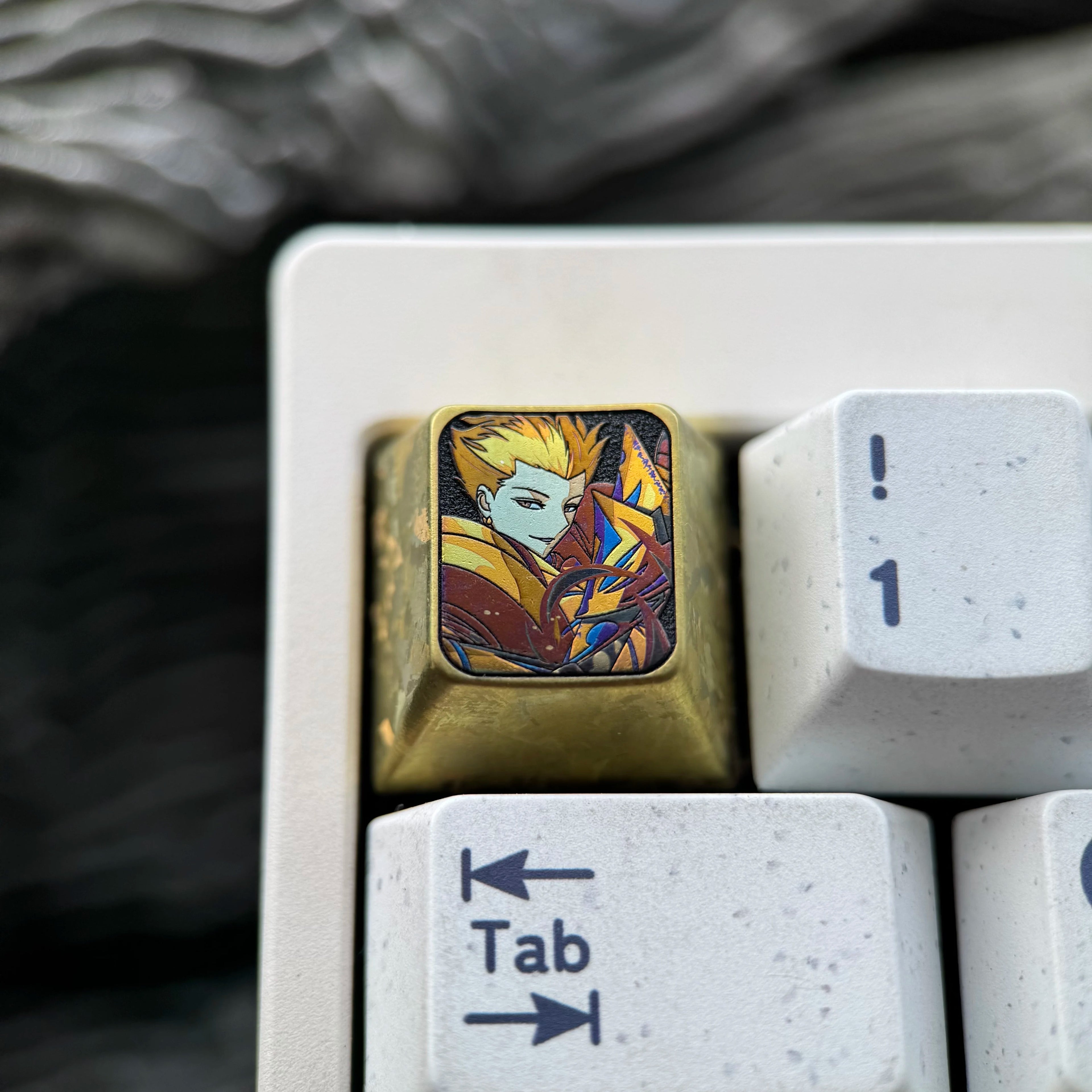 Fate series,Gilgamesh theme,1U titanium alloy personalized keycaps, anime and game mechanical keyboard metal decorative keycaps
