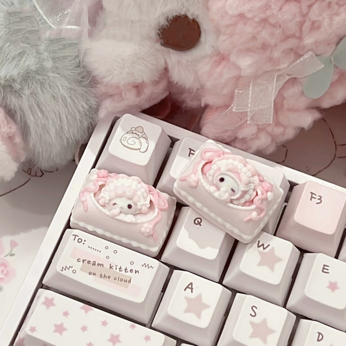 My Melody, 3D resin keycaps 1.5u, TAB keys, personalized keycaps, mechanical keyboard cartoon decorative keycaps