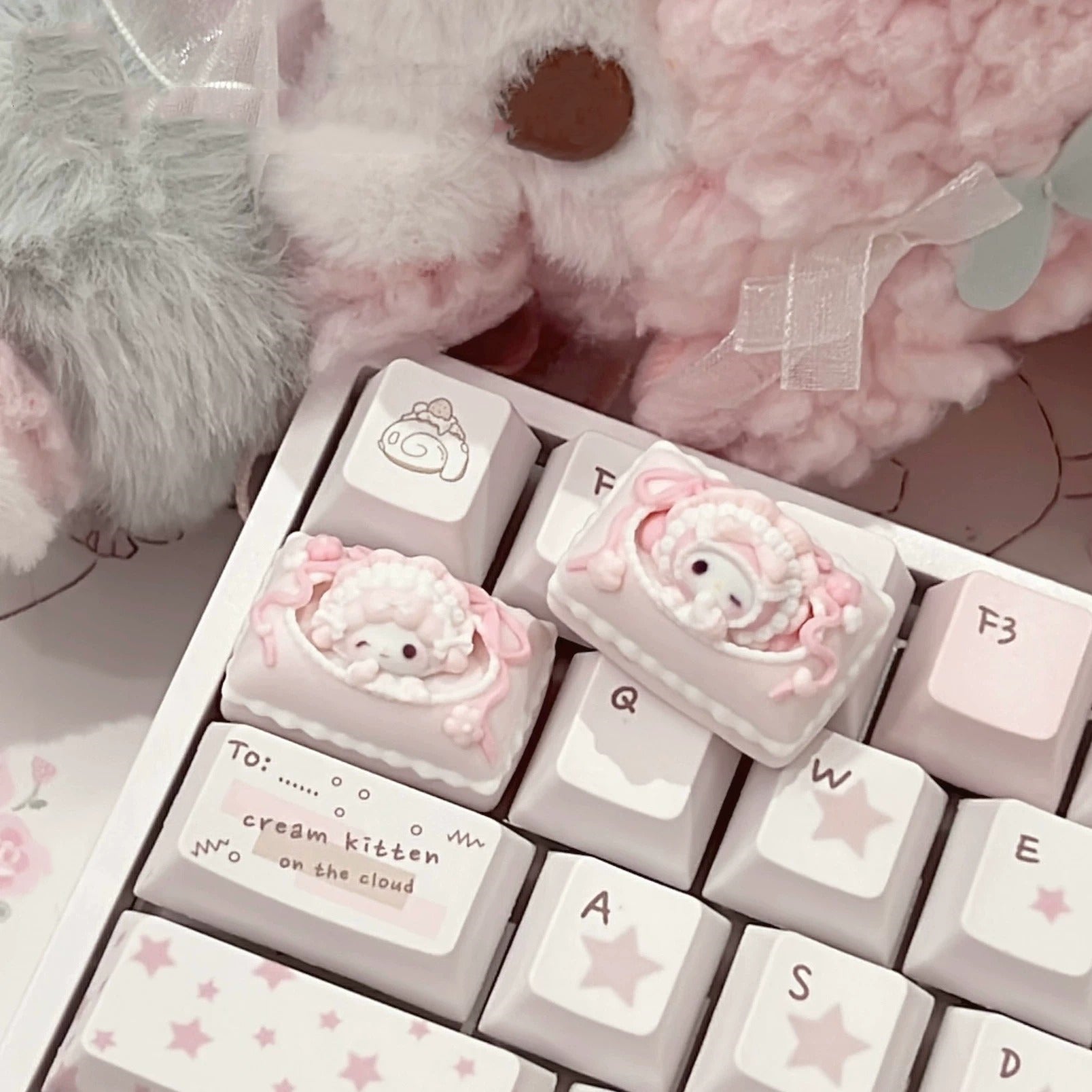 My Melody, 3D resin keycaps 1.5u, TAB keys, personalized keycaps, mechanical keyboard cartoon decorative keycaps