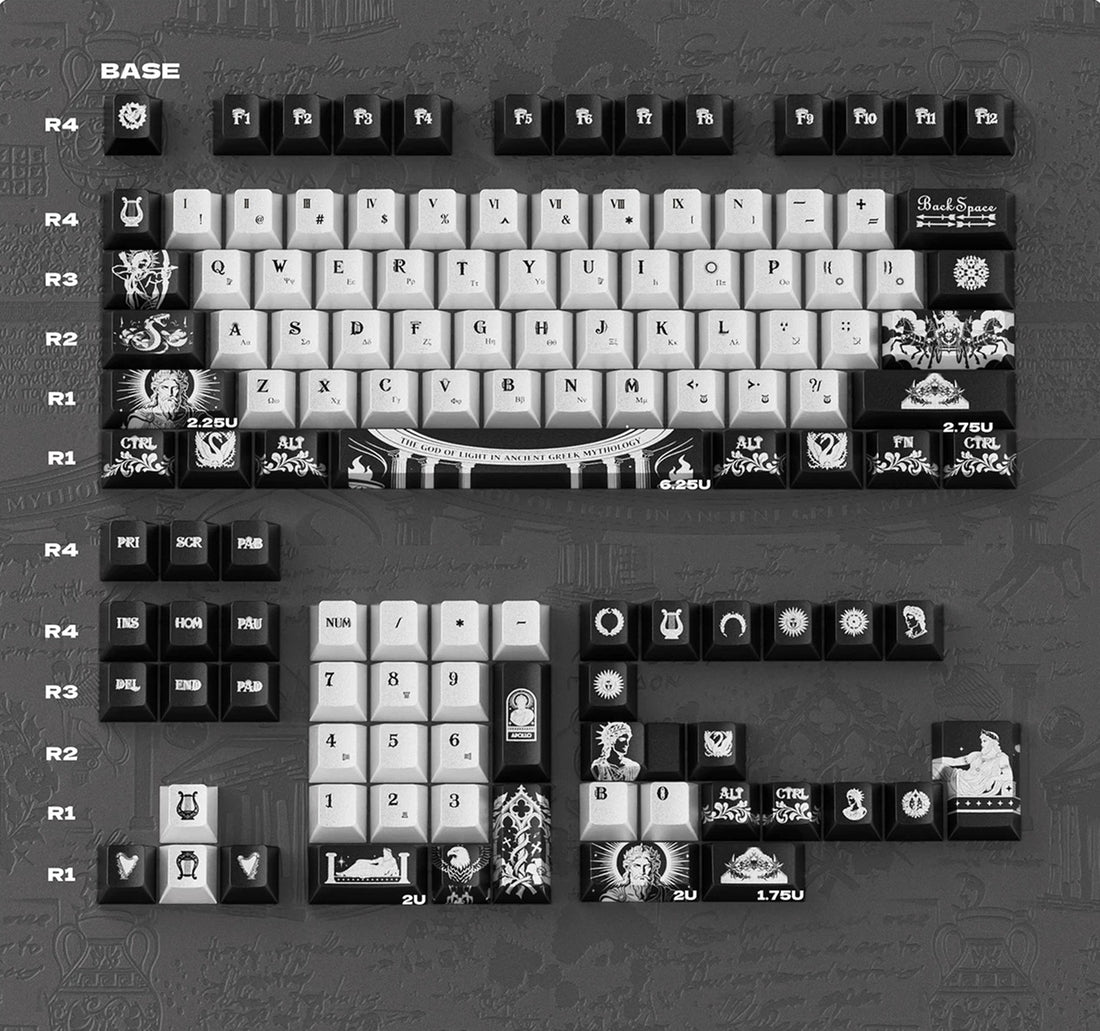 Apollo Sun God Theme theme design, custom set personalized keycap series,PBT material, Original factory height, compatible with 61/64/68/75/84/87/104 mechanical keyboard keycap set