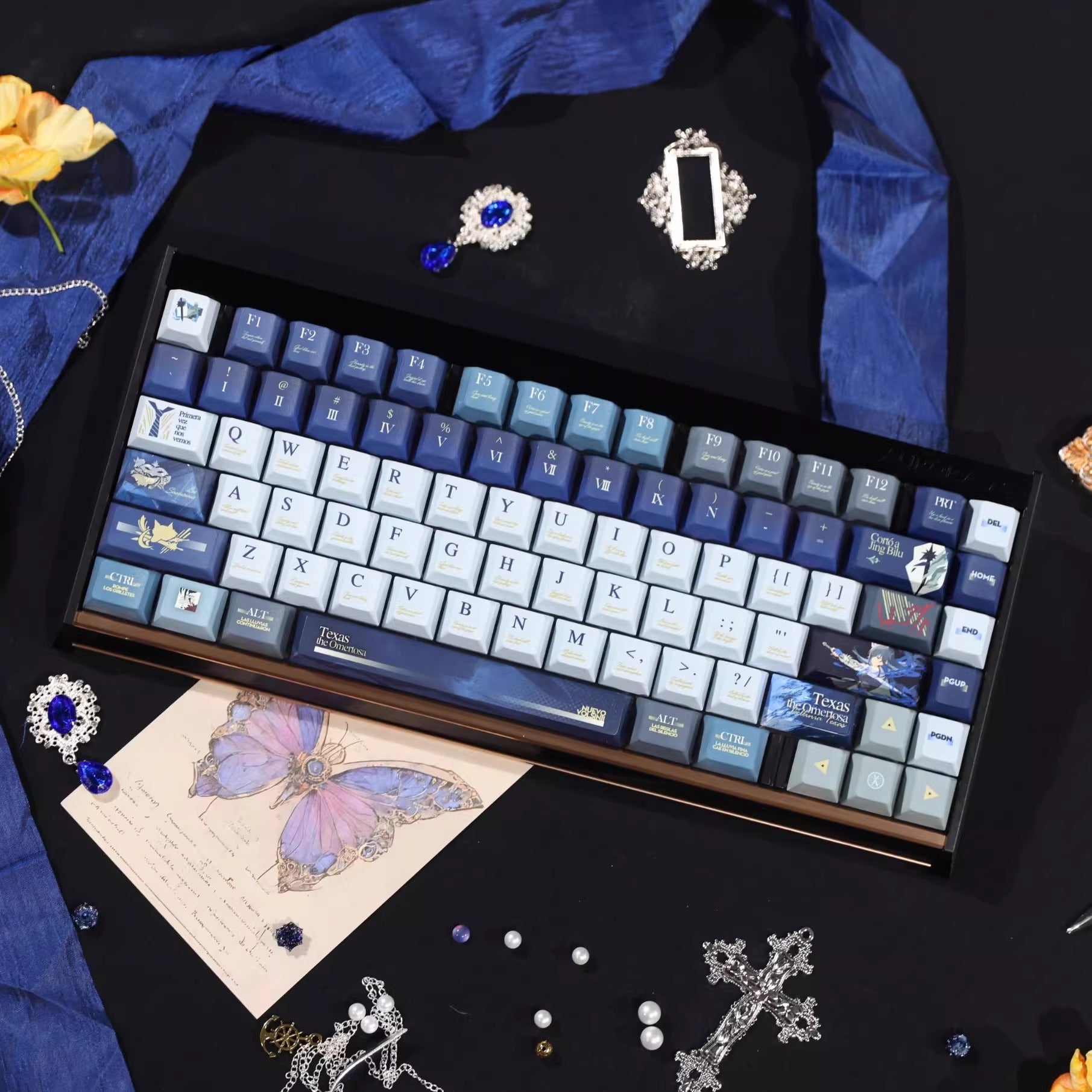 Arknights series,Texas the Omertosa theme, custom set personalized keycap series, PBT material, compatible with 61/64/68/75/84/87/104 mechanical keyboard keycap set