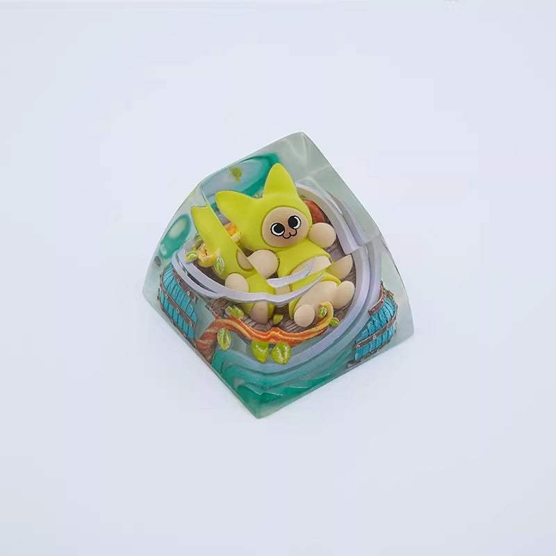 Monster Hunter,Ailouros, Crystal resin personalized keycaps, decorative keycaps for anime, games, pets, and creative products