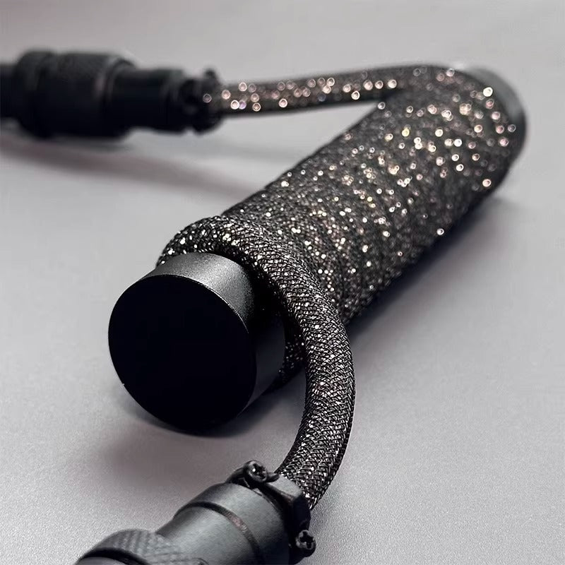 Baby Short 10cm Spiral Glowing Aviation Plug Sparkling Powder Sparkling Crystal Cable Three Section Two Section Dual Use Customized Keyboard Data Cable