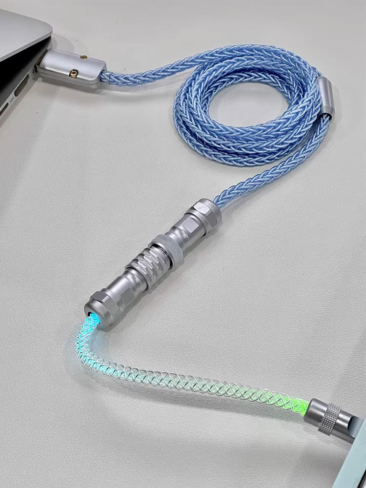 Customized handmade mechanical keyboard data cable, single crystal copper aviation plug cable, eight strand braided keyboard cable