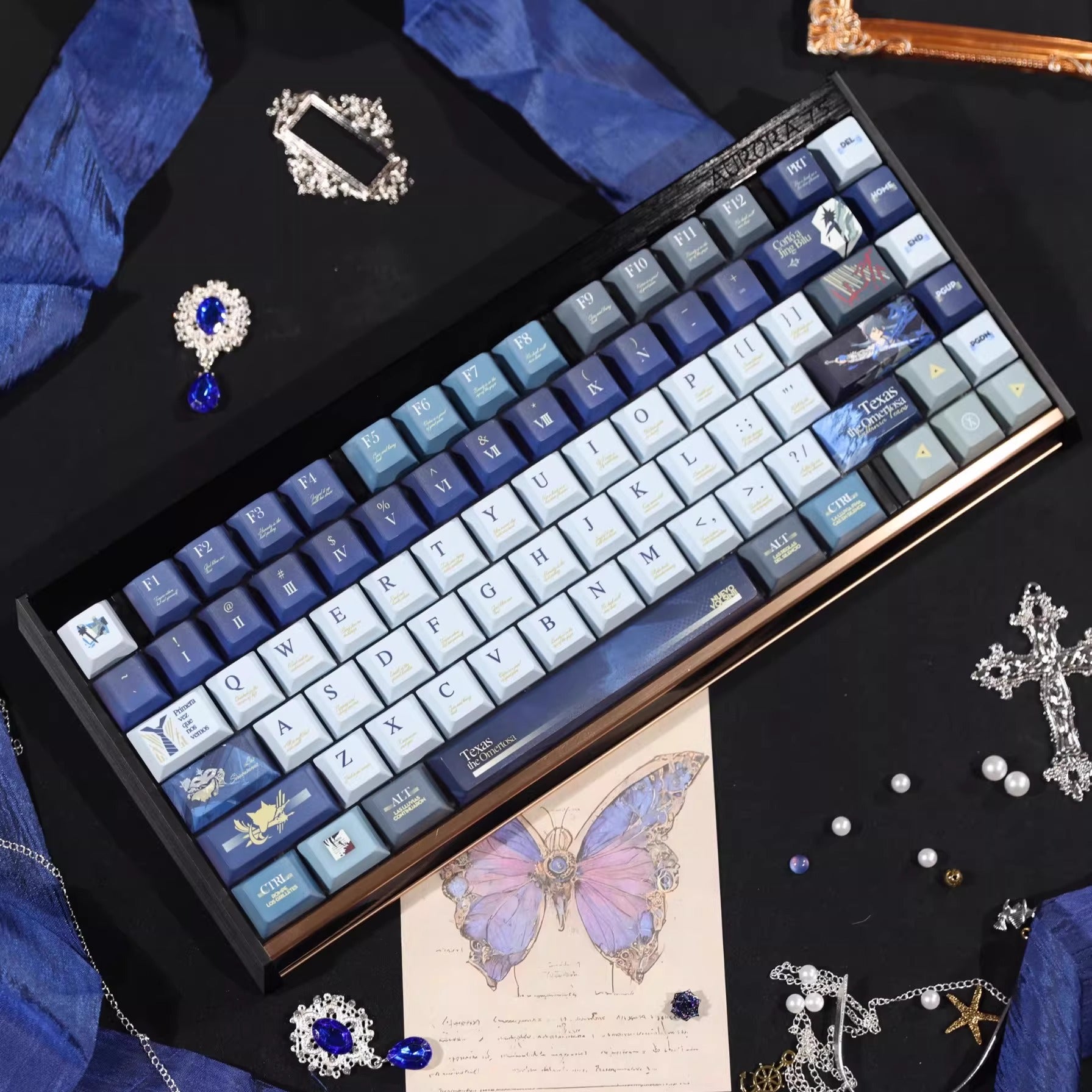 Arknights series,Texas the Omertosa theme, custom set personalized keycap series, PBT material, compatible with 61/64/68/75/84/87/104 mechanical keyboard keycap set
