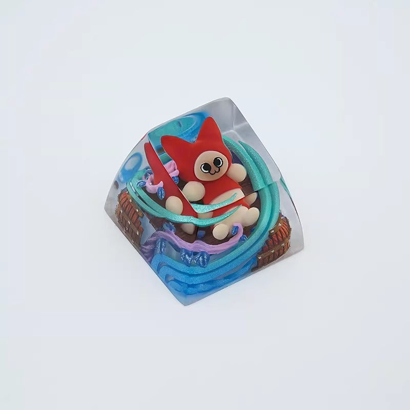 Monster Hunter,Ailouros, Crystal resin personalized keycaps, decorative keycaps for anime, games, pets, and creative products