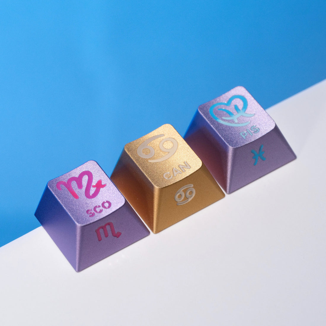 Twelve zodiac signs, aluminum alloy CNC metal anode personalized keycaps, mechanical keyboard decorative keycaps