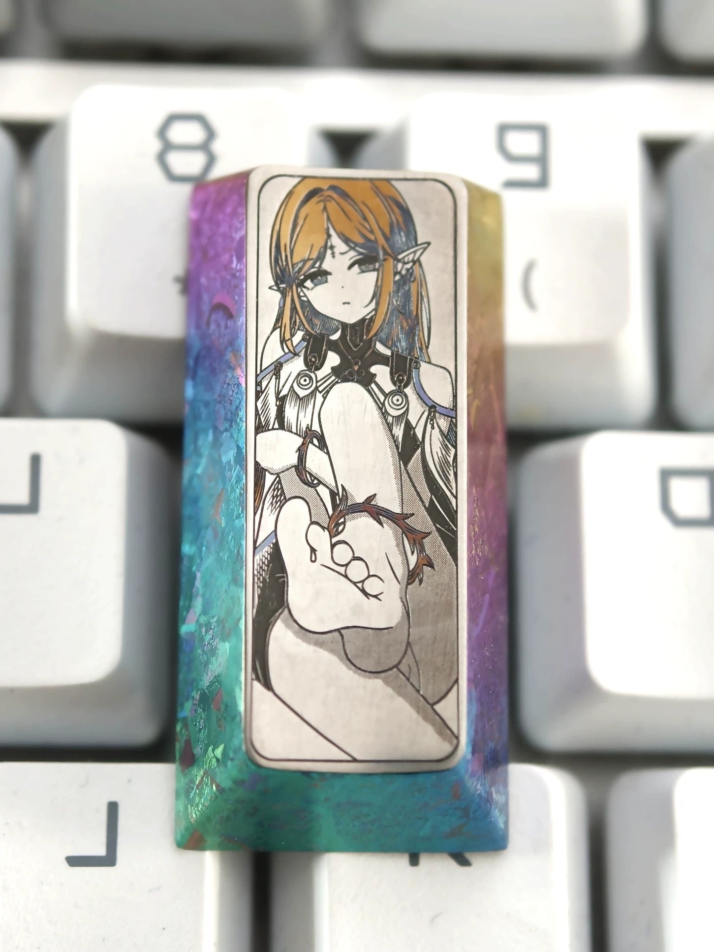 Wuthering Waves, Cartethyia Theme PAD keypad number area,+/Enter key, vertical 2U Precision carved titanium alloy personalized key caps