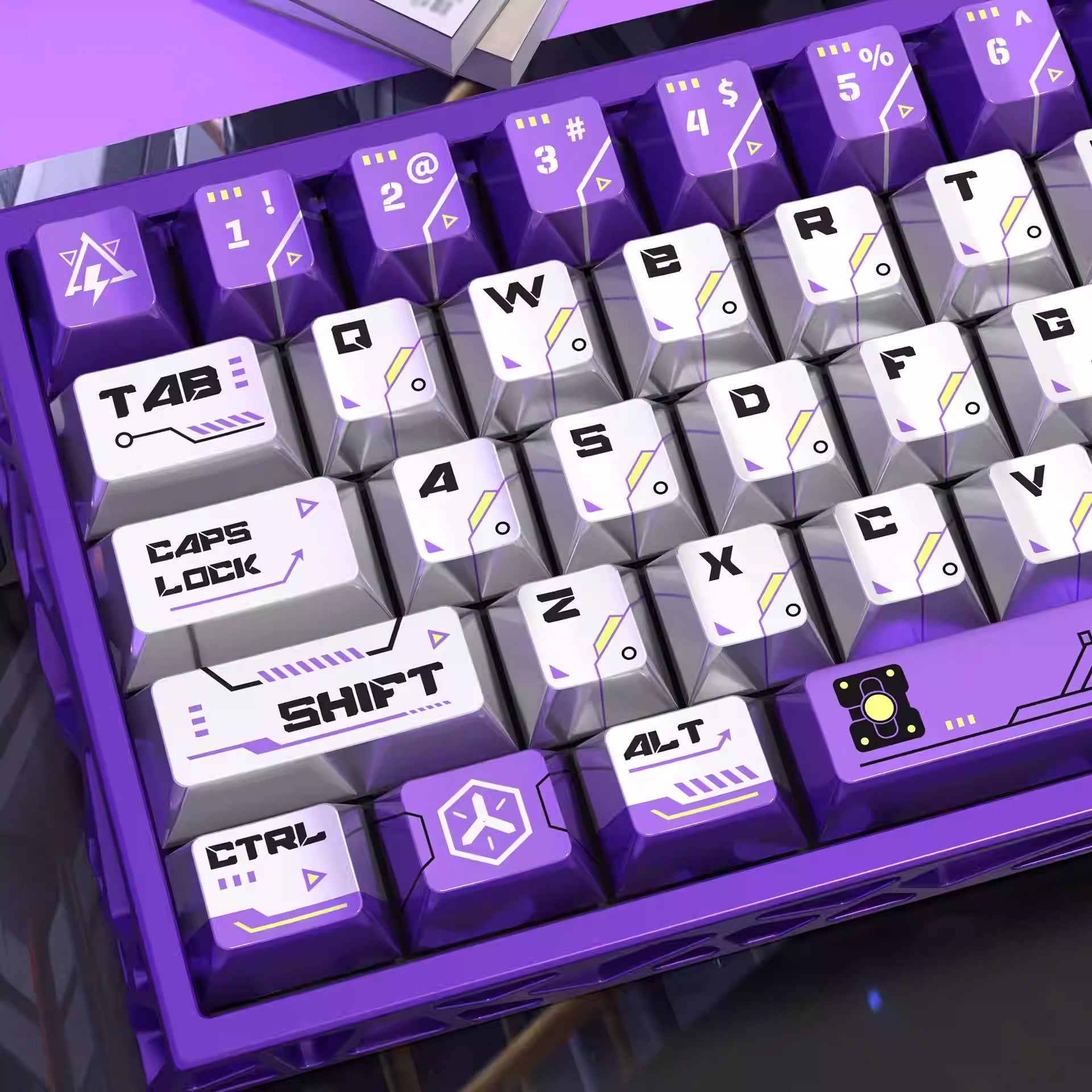 Laser electronic themed personalized keycap set, metal paint PBT sublimation material factory height