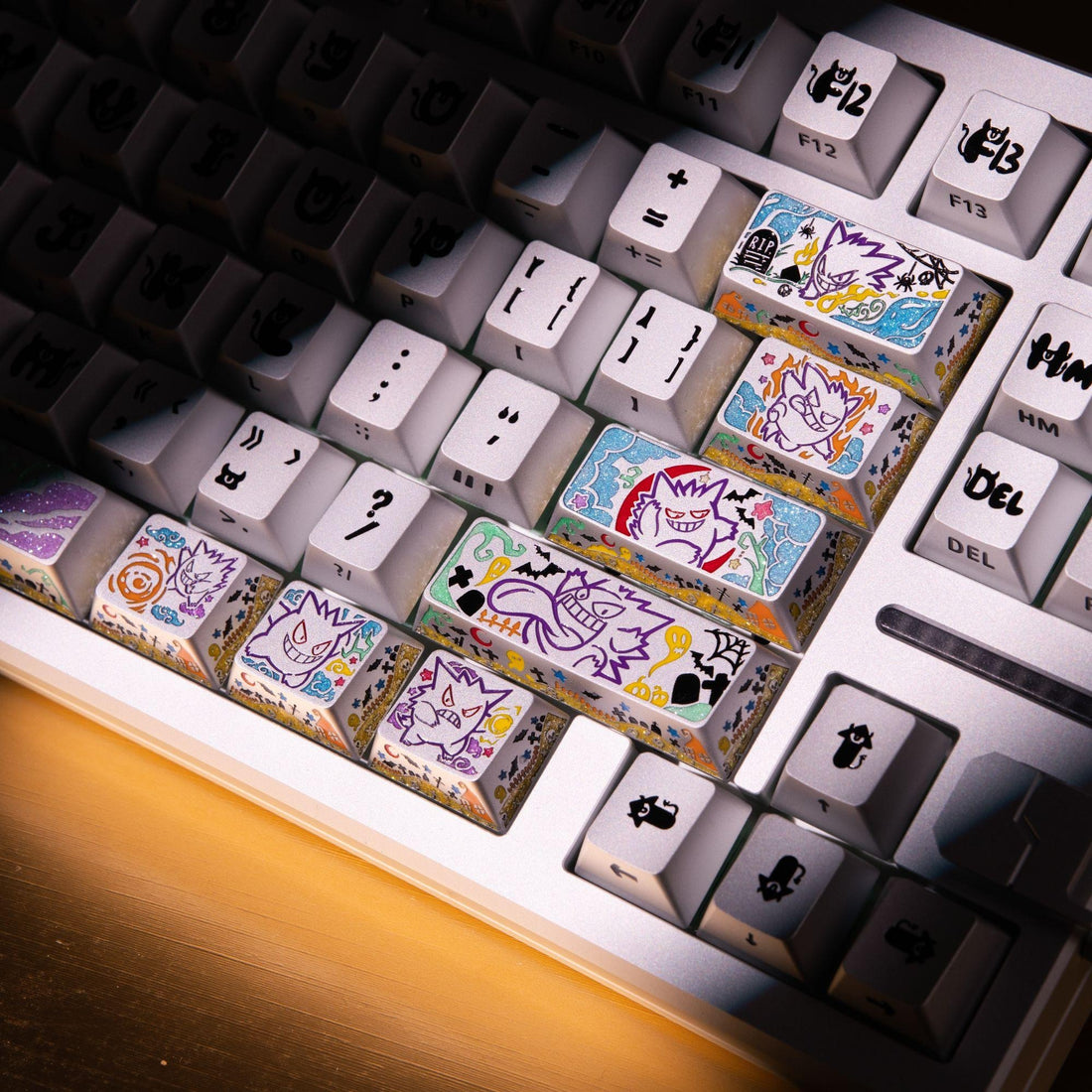 Pok é mon series, Gangar themed design, 17 key set, keycaps made of aluminum alloy material CNC integrated precision machining personalized keycaps, mechanical keyboard decorative keycaps