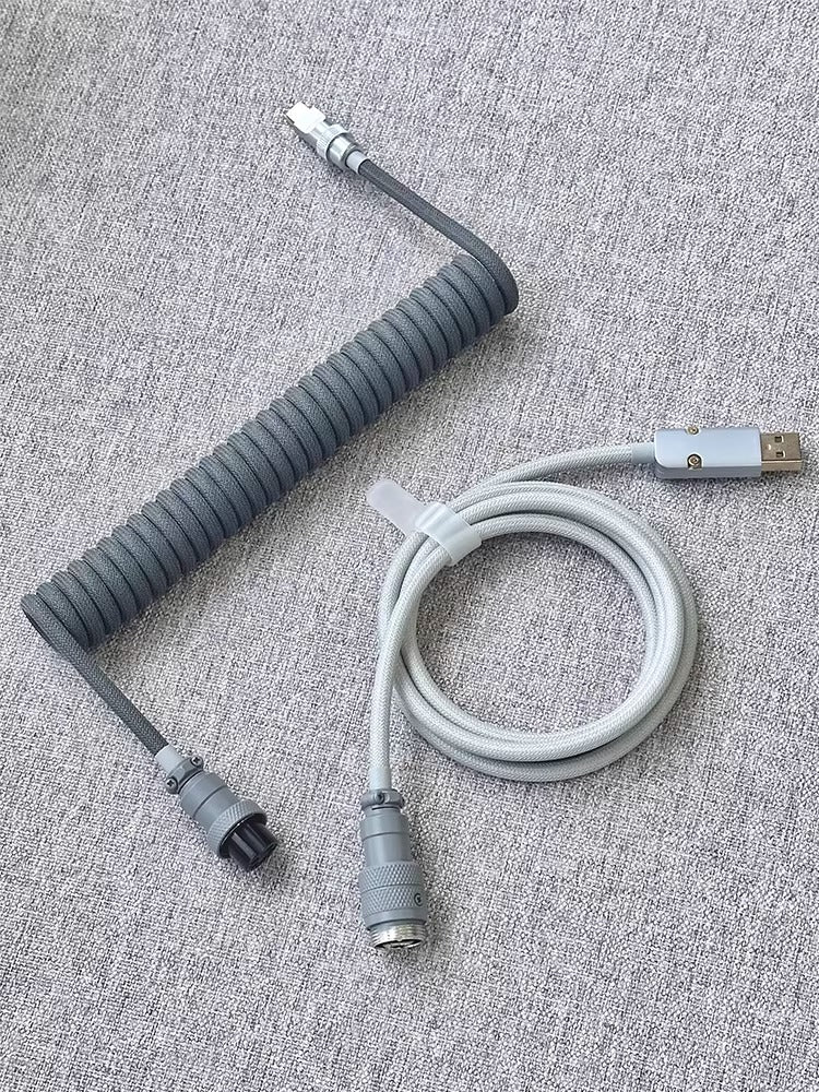 Hand woven mechanical keyboard cable DIY color aviation plug custom data cable TypeC spiral wire