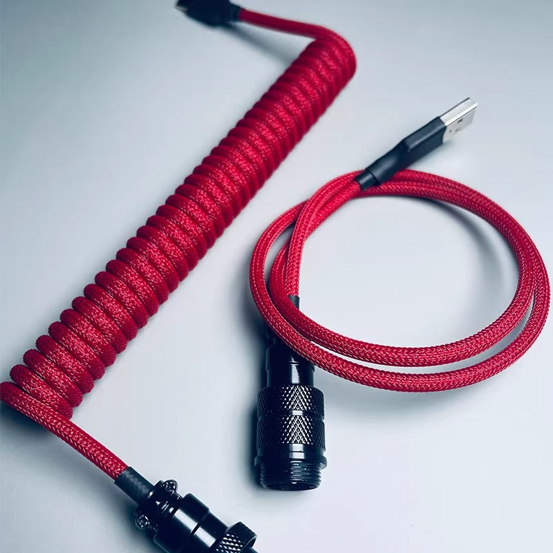 Hand woven mechanical keyboard cable DIY color aviation plug custom data cable TypeC spiral wire