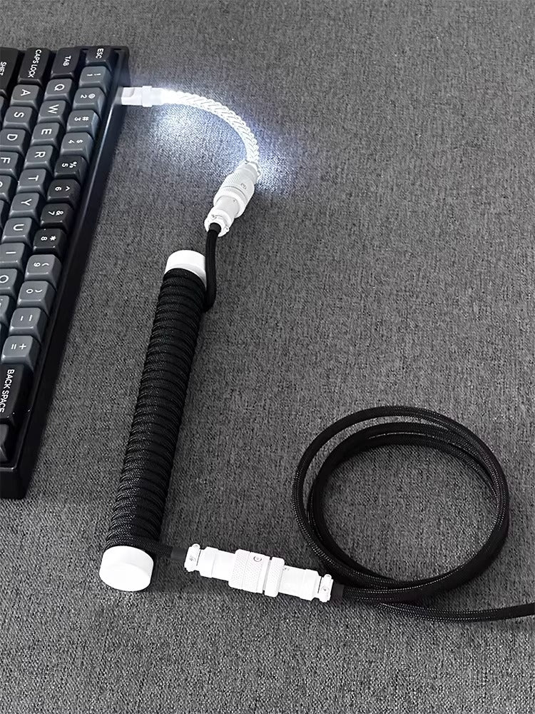 Customized illuminated keyboard cable, three segment aviation plug, data cable, USB-TYPEC keyboard cable