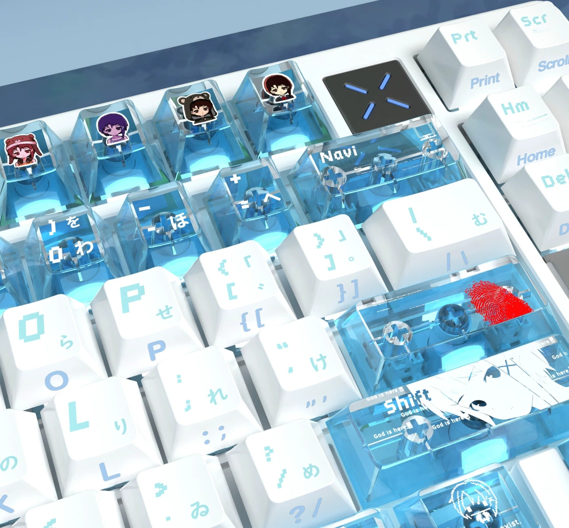 Serial Experiments: Lain theme, PBT material personalized keycap set, anime and games cultural creative decoration keycap set, compatible with 61/64/68/75/84/87/104 mechanical keyboard