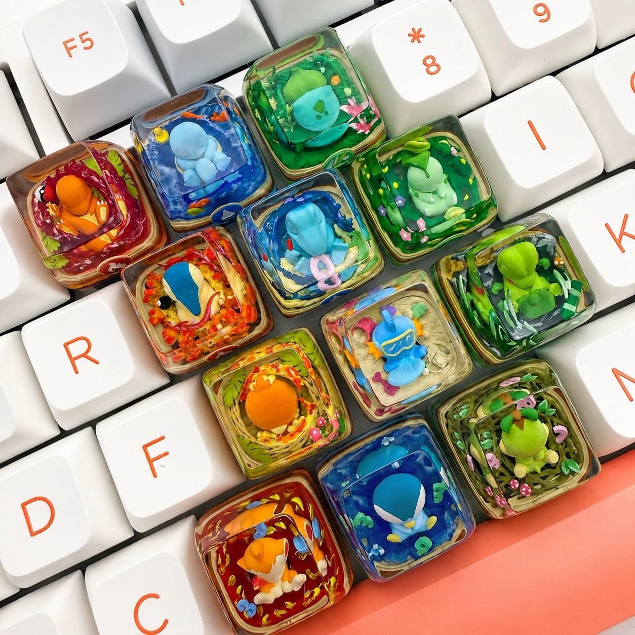 The first generation of childhood Pok é mon, crystal resin personalized keycaps, anime and game culture creative mechanical keyboard decorative keycaps