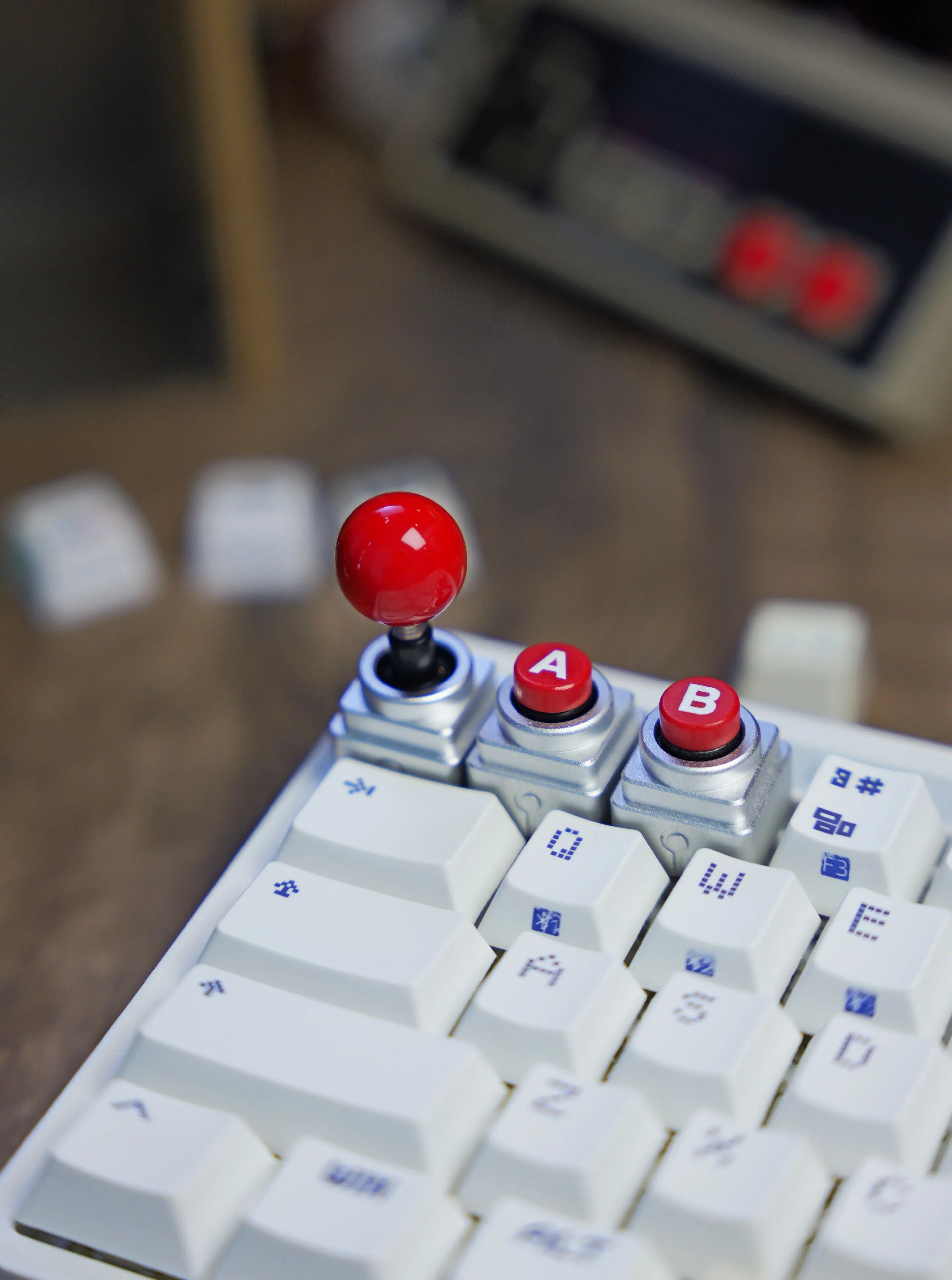Arcade game shaped keycap set, lucky joystick+double happiness button, personalized metal keycaps, mechanical keyboard game cultural and creative peripheral, decorative keycaps