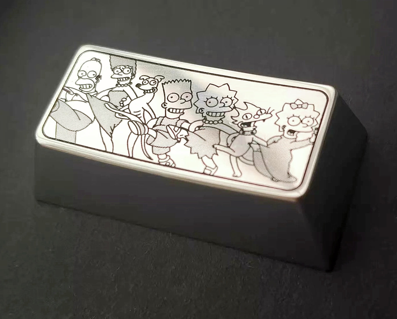 The Simpsons Theme Design, 2U Backspace Key Metal Personalized Keycap, Zinc/Titanium Alloy Optional, Anime Game Creative Metal Decorative Keycap
