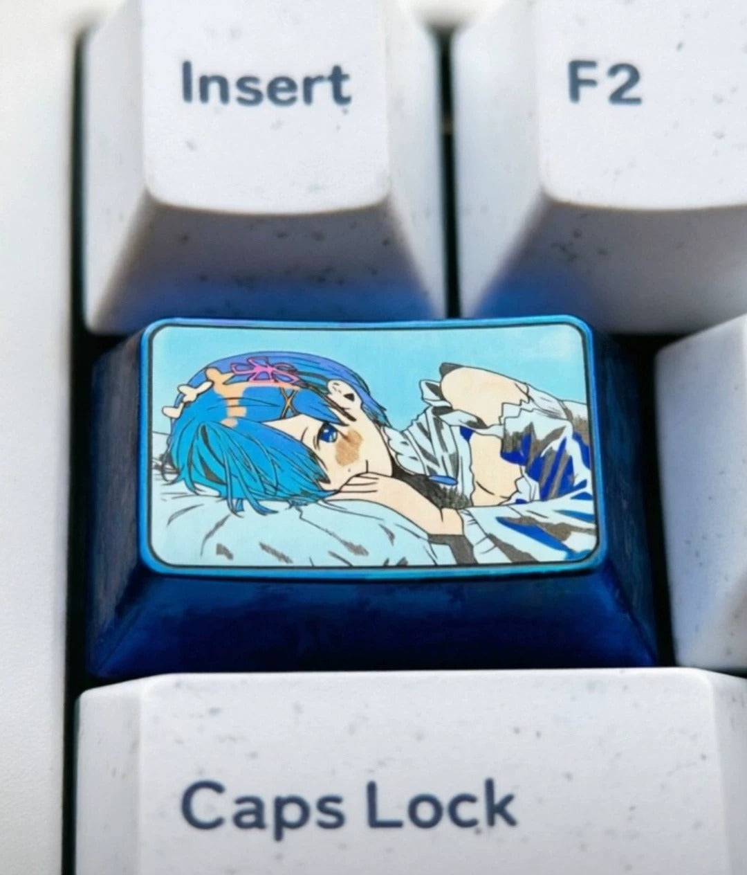Re:Life in a different world from zero,Rem,1.5U titanium alloy personalized keycaps, mechanical keyboard metal decorative keycaps, anime and game culture peripheral keycaps