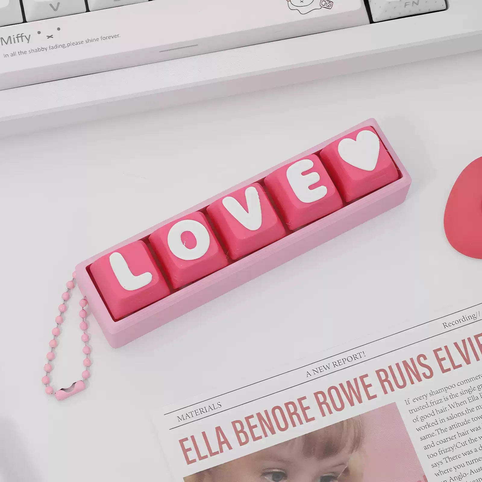 Cute letter combinations, love,switch tester, keycap keychain, cat themed keycap switch mechanical keyboard creative peripheral cultural products.