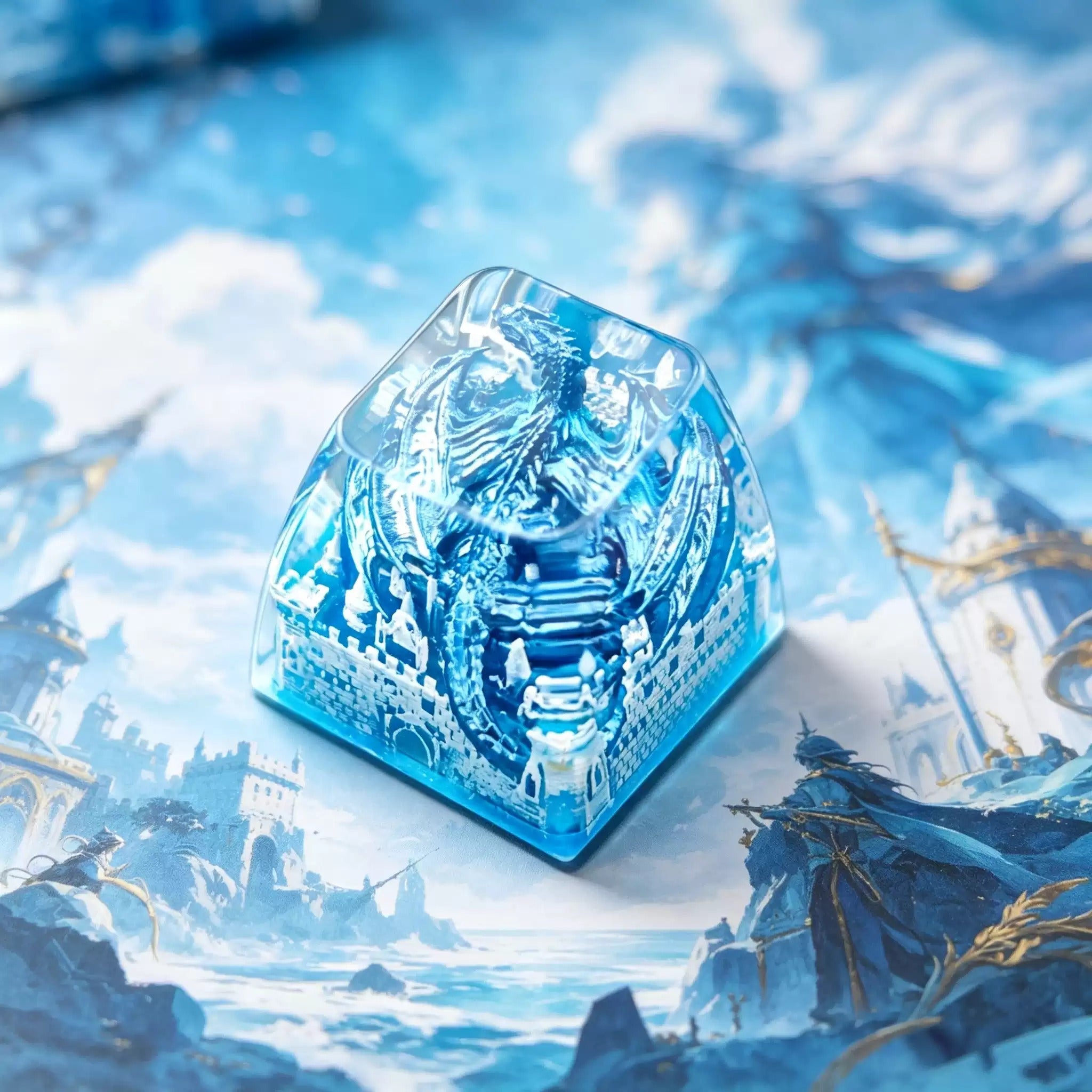 Game of Thrones, Dragon Castle Theme Design, 1 U crystal resin molding, mythological creative custom resin craftsman handmade decorative keycaps