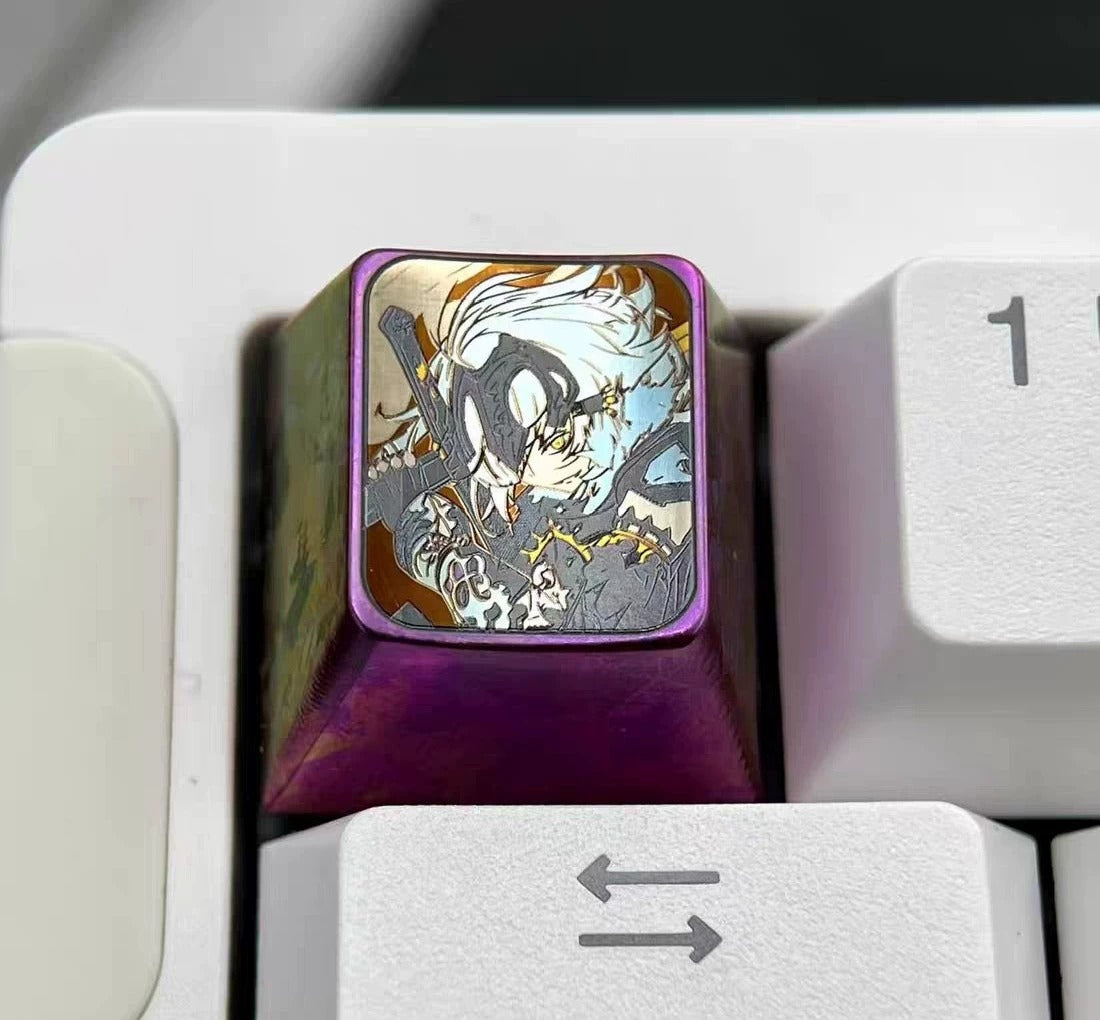 Fate/Samurai Remnant, Joan of Arc, 1U titanium alloy personalized keycaps, anime and game cultural creative keycaps, mechanical keyboard decorative keycaps