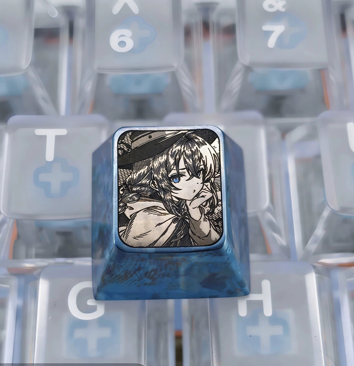 Mushoku Tensei: Jobless Reincarnation, Roxy Exquisite Lines 1 U titanium alloy personalized keycaps, anime and game cultural creative keycaps, mechanical keyboard decorative keycaps