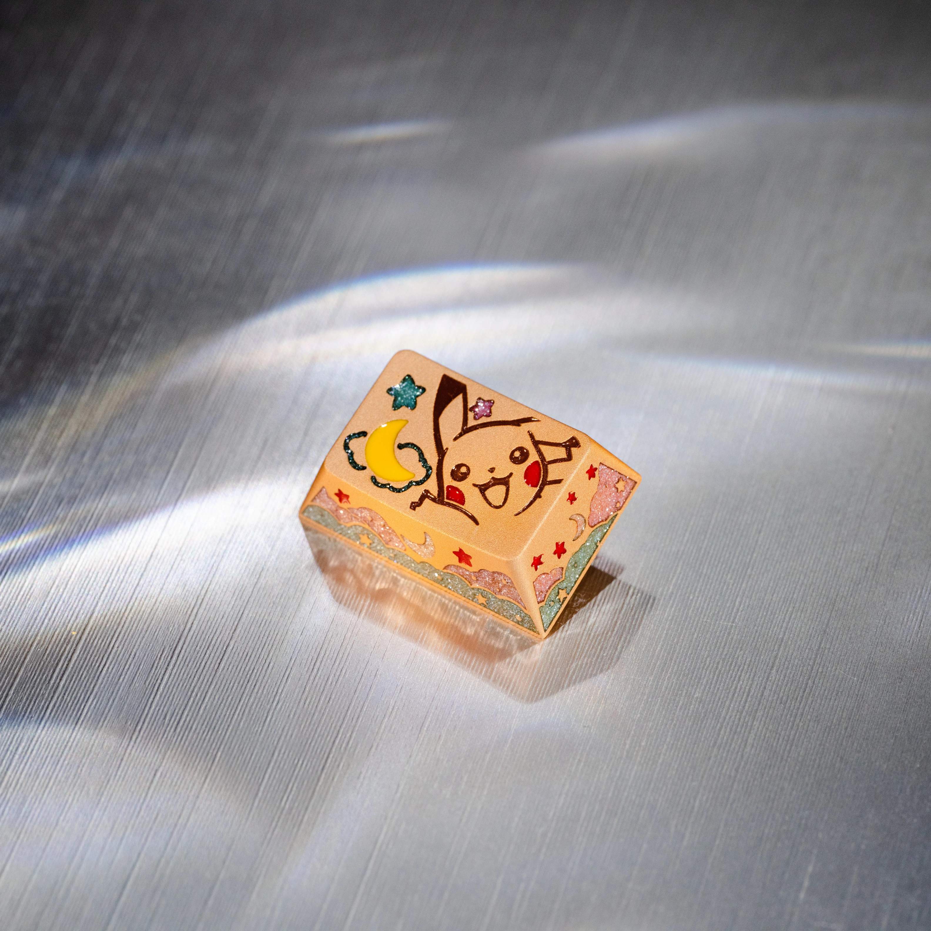 Pok é mon series, Pikachu themed design, keycaps made of aluminum alloy material CNC integrated precision machining personalized keycaps, mechanical keyboard decorative keycaps