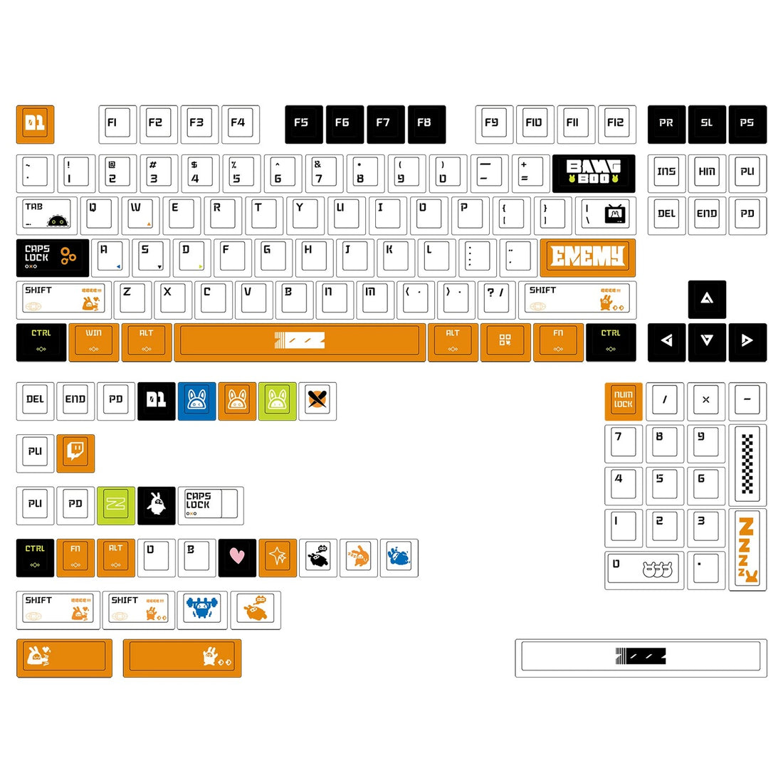 Zenless Zone Zero series, Bangboo themed PBT material personalized keycap set, anime and games cultural creative decoration keycap set, compatible with 61/64/68/75/84/87/104 mechanical keyboard