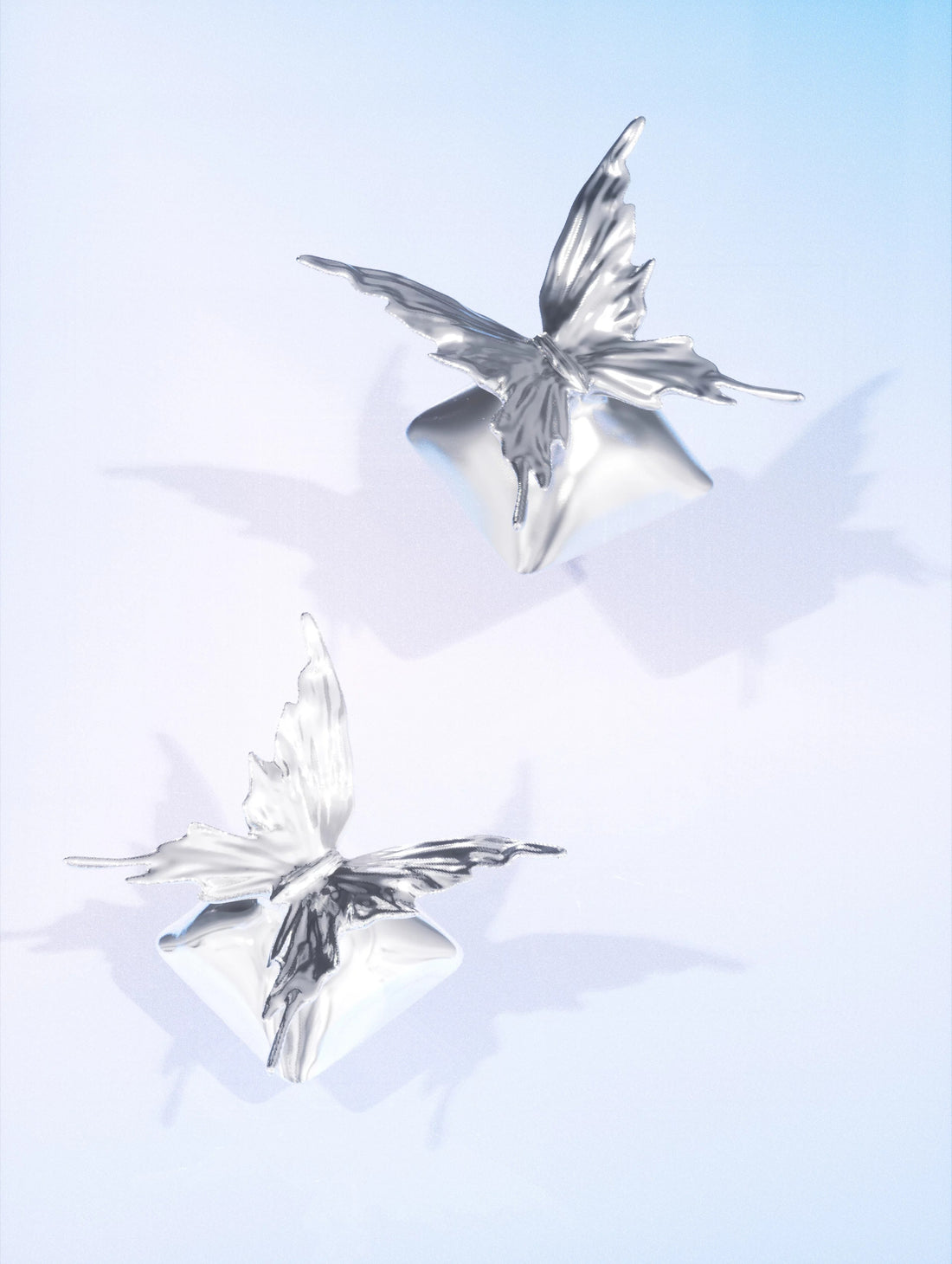 Metal butterfly, liquid metal butterfly shaped 1U personalized keycap, mechanical keyboard metal minimalist design decorative art keycap