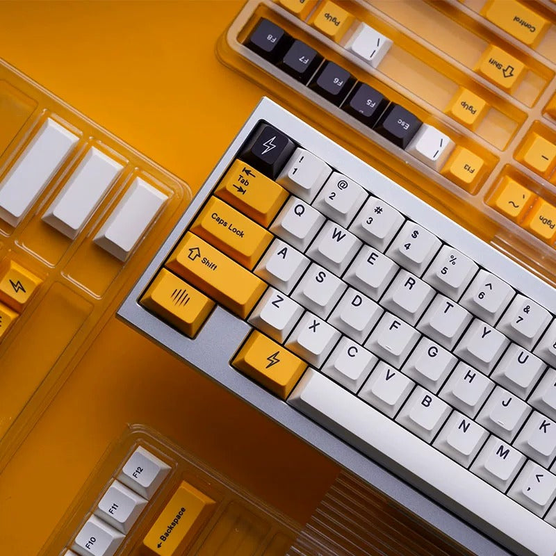 Theme Design of "Electricity" Keycap Set, Creative Keycap Cultural Art Keycap PBT Material Personalized Keycap Set, Compatible with 61/64/68/75/84/87/104 Key Mechanical Keyboard