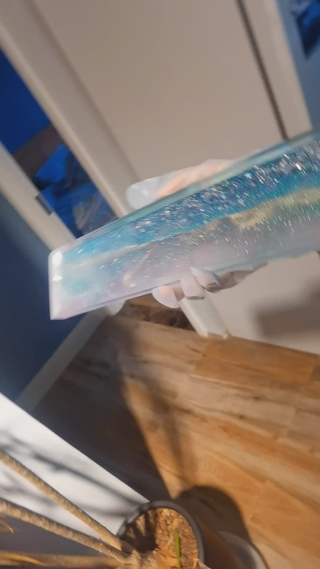 Flowing sand hand support. Image style named Sea Demon, handmade custom resin handle, keyboard accessories