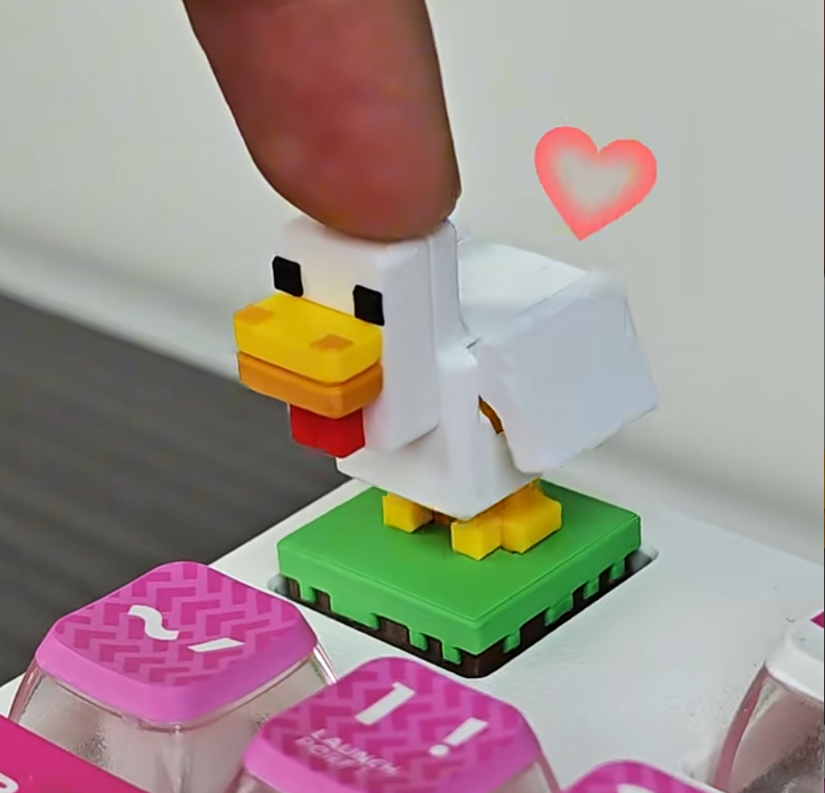 Minecraft pets, 3D printed resin material with movable wings, pixel style personalized keycaps, anime and game culture creative keycaps