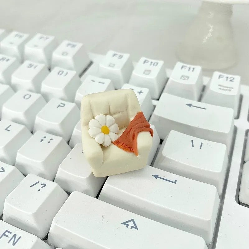 Take a break - small sofa keycaps, resin clay personalized keycaps, life and home decoration keycaps