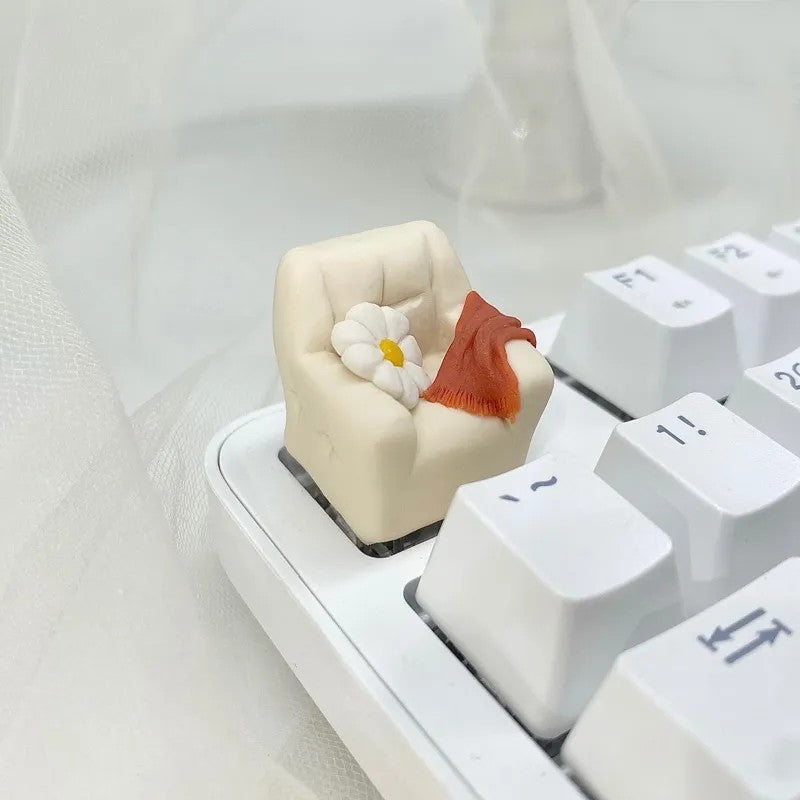 Take a break - small sofa keycaps, resin clay personalized keycaps, life and home decoration keycaps
