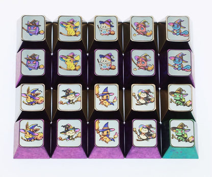 Pok é mon series, Wizard Pok é mon series, 1U titanium alloy personalized keycaps, anime cultural creative metal carving decorative keycaps