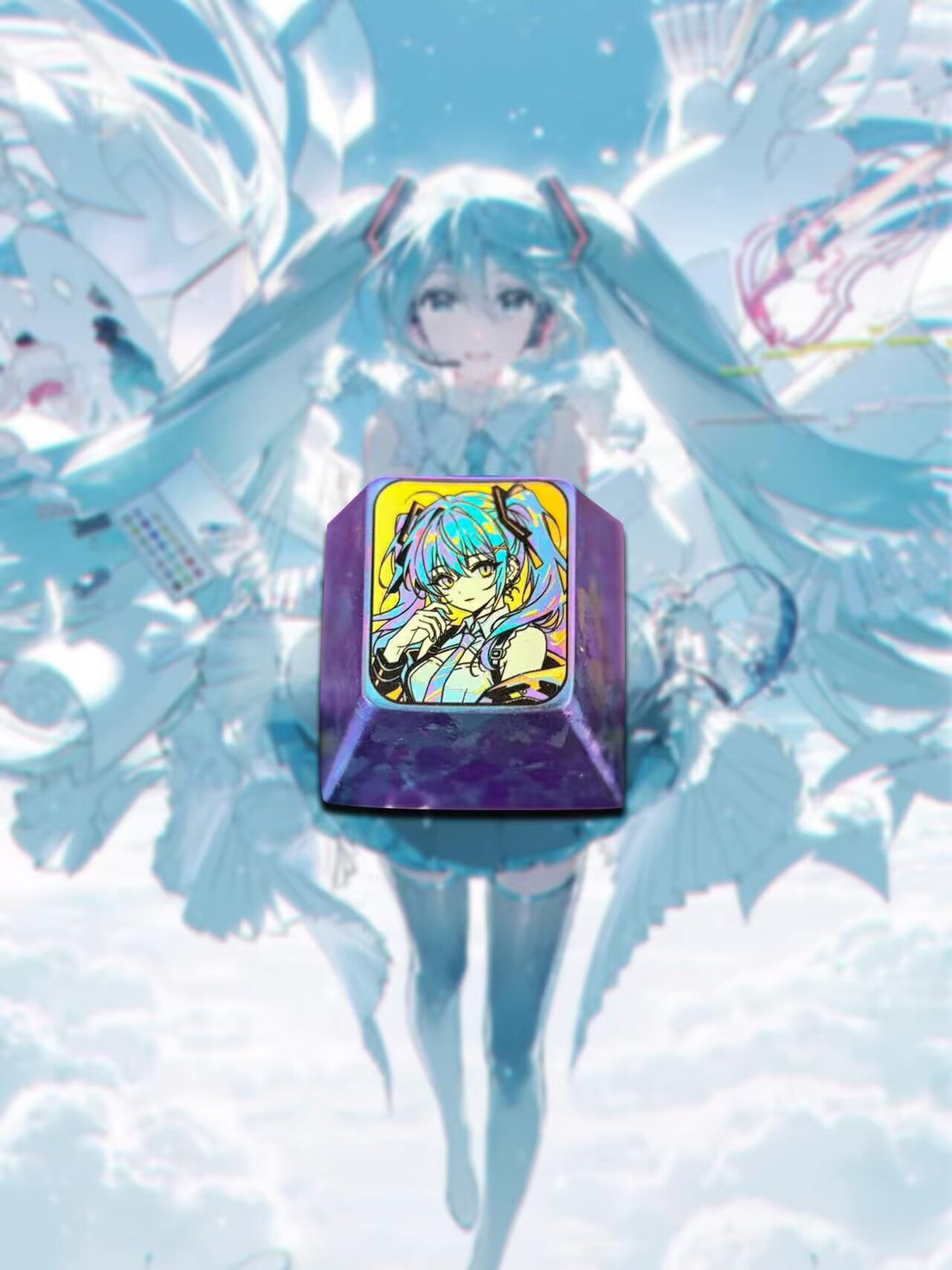 Hatsune Miku, 1U titanium alloy personalized keycap, animation, game, music, culture and creative peripheral products, mechanical keyboard decoration replacement keycap